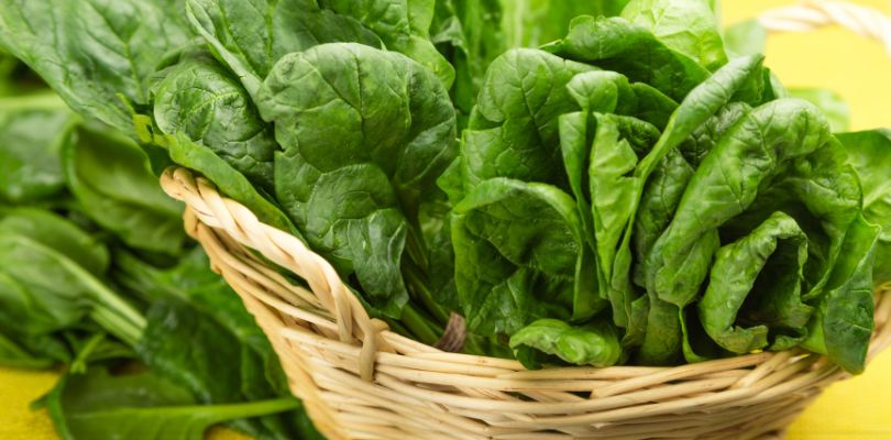 a basket full of spinach